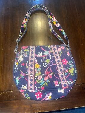 Quilted Floral Messenger Shoulder Bag